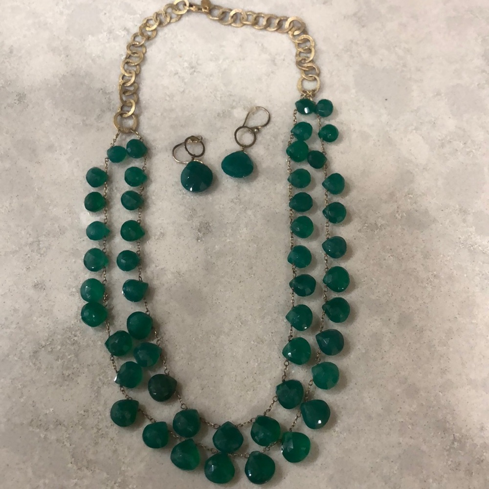 Stella and Dot Double Strand Emerald Necklace